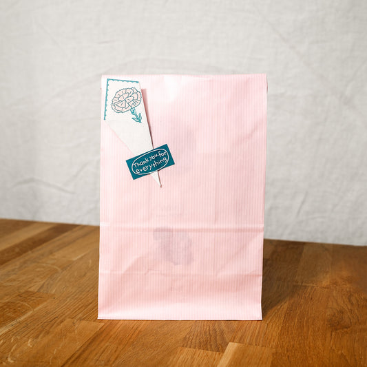 Bouquet sticker and gingham paper bag